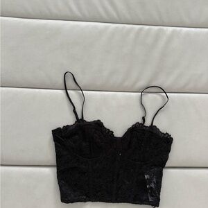 Zara Black Lace Crop Top small